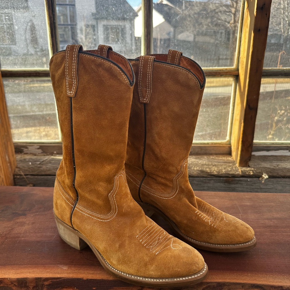 Wolverine Pigskin Suede Cowboy Boots Men’s 8.5 D 1978 USA Made